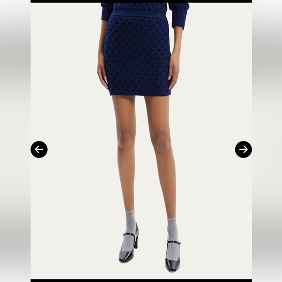 Theory Cable-Knit Wool Cashmere Mini Skirt Blue NWT Luxury - Picture 2 of 7